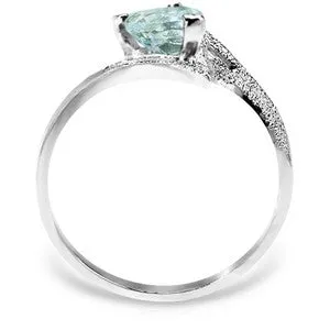 0.95 Carat 14K Solid White Gold White Dove Aquamarine Ring