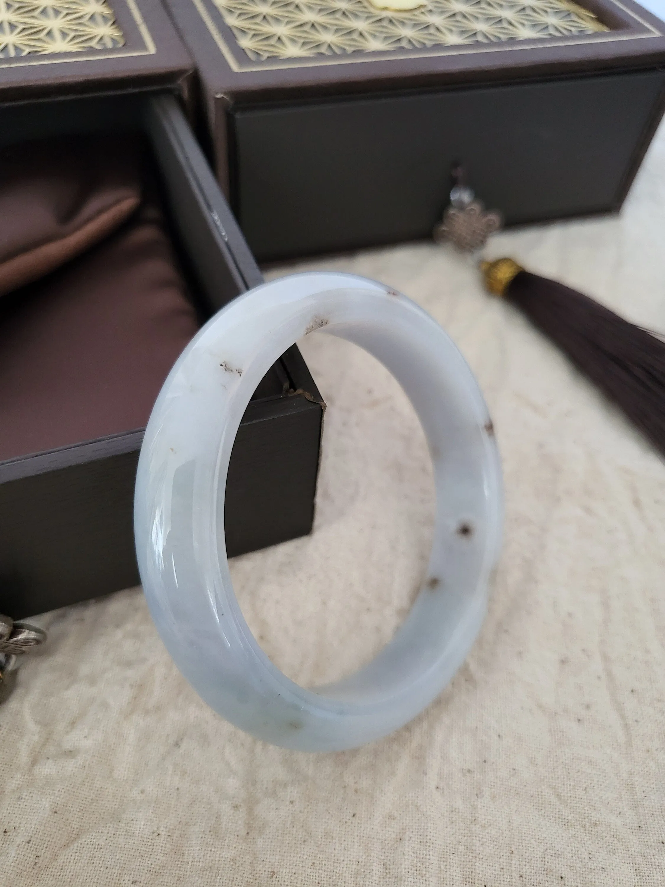 53.2mm Jadeite Grade A Bangle Natural Burma Jade Blue [BLUE CELESTIAL COLLECTION]