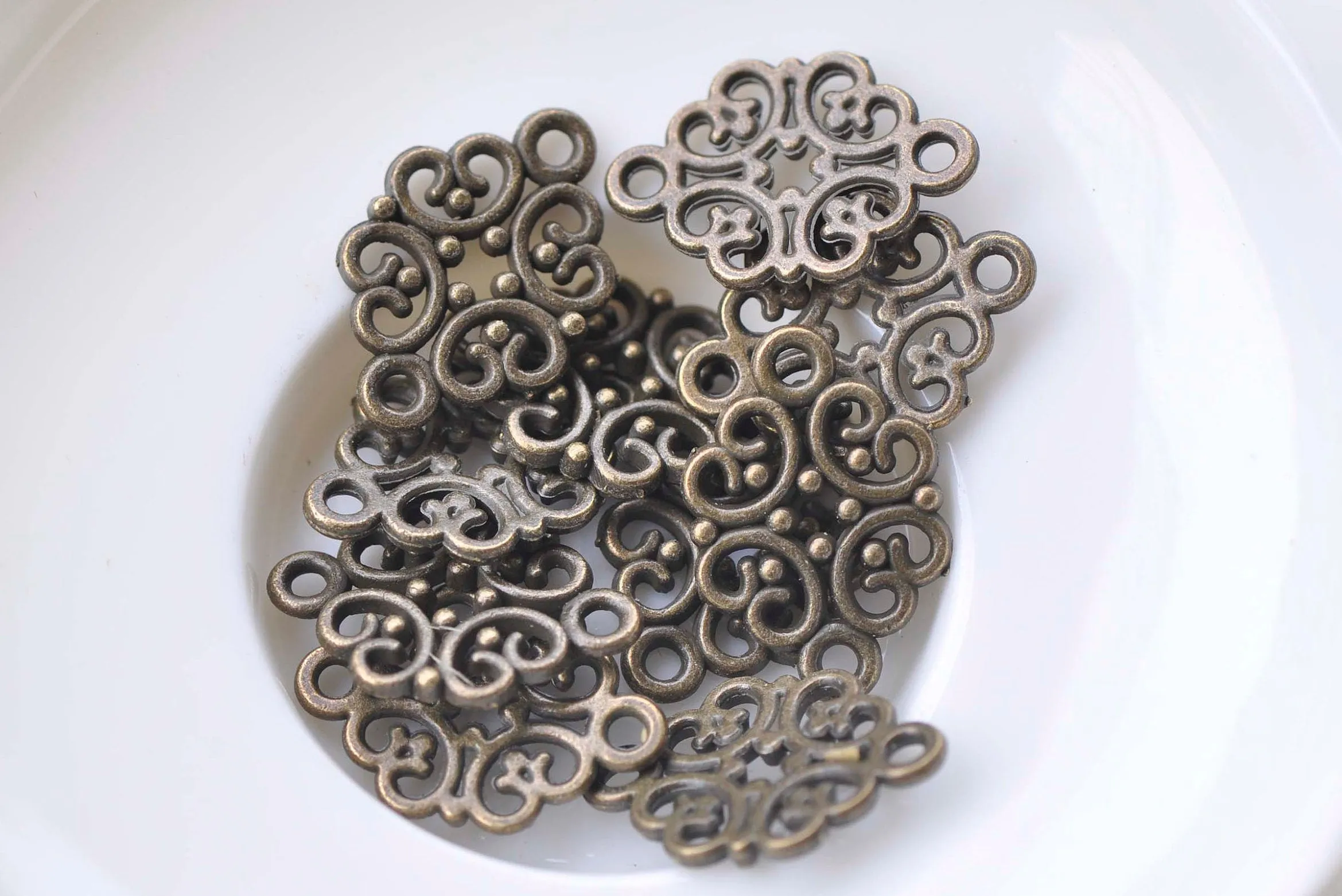 Antique Bronze Filigree Connector 13x20mm Set of 30 A5793