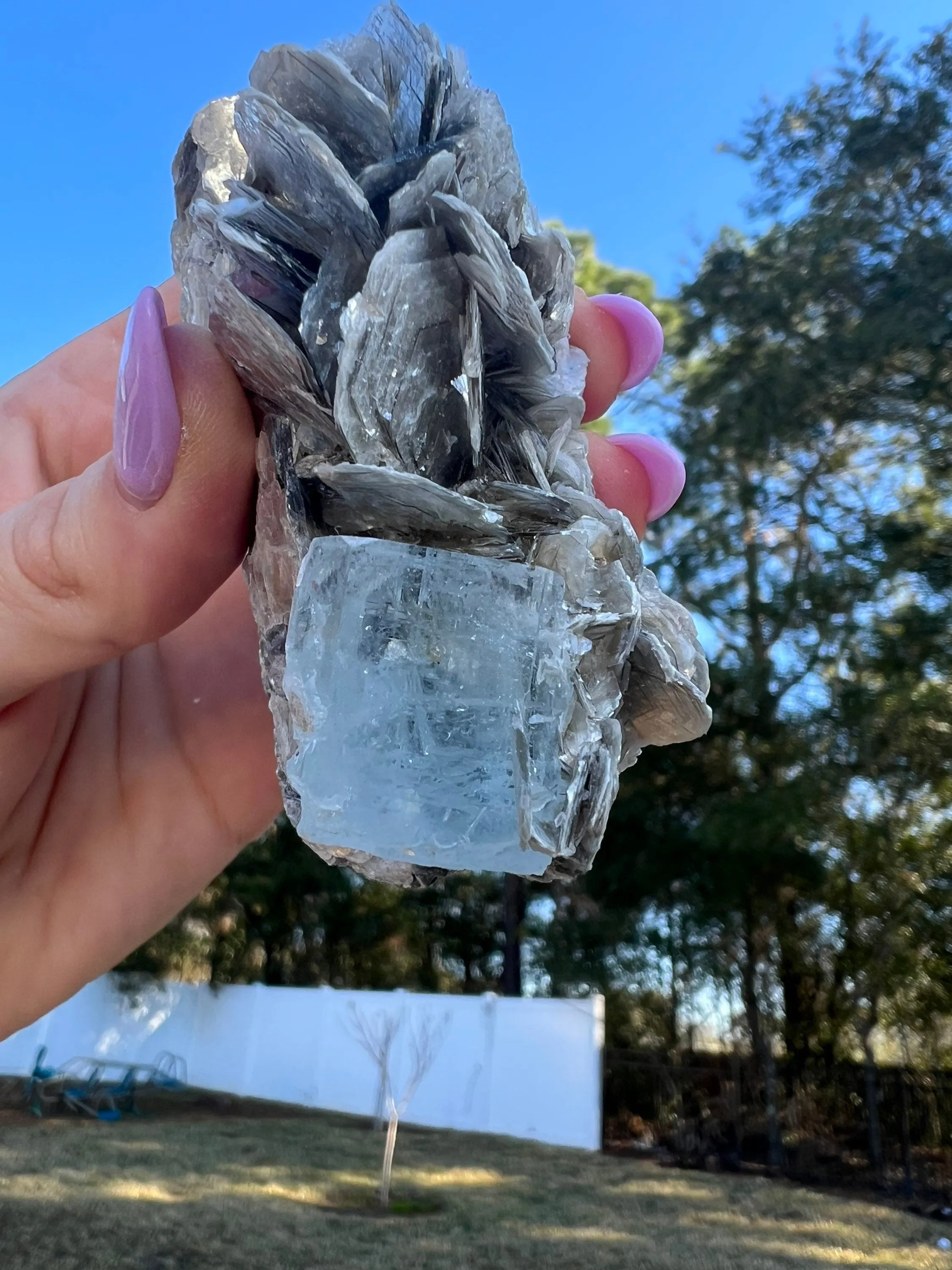 Aquamarine in Muscovite matrix cluster 136grams