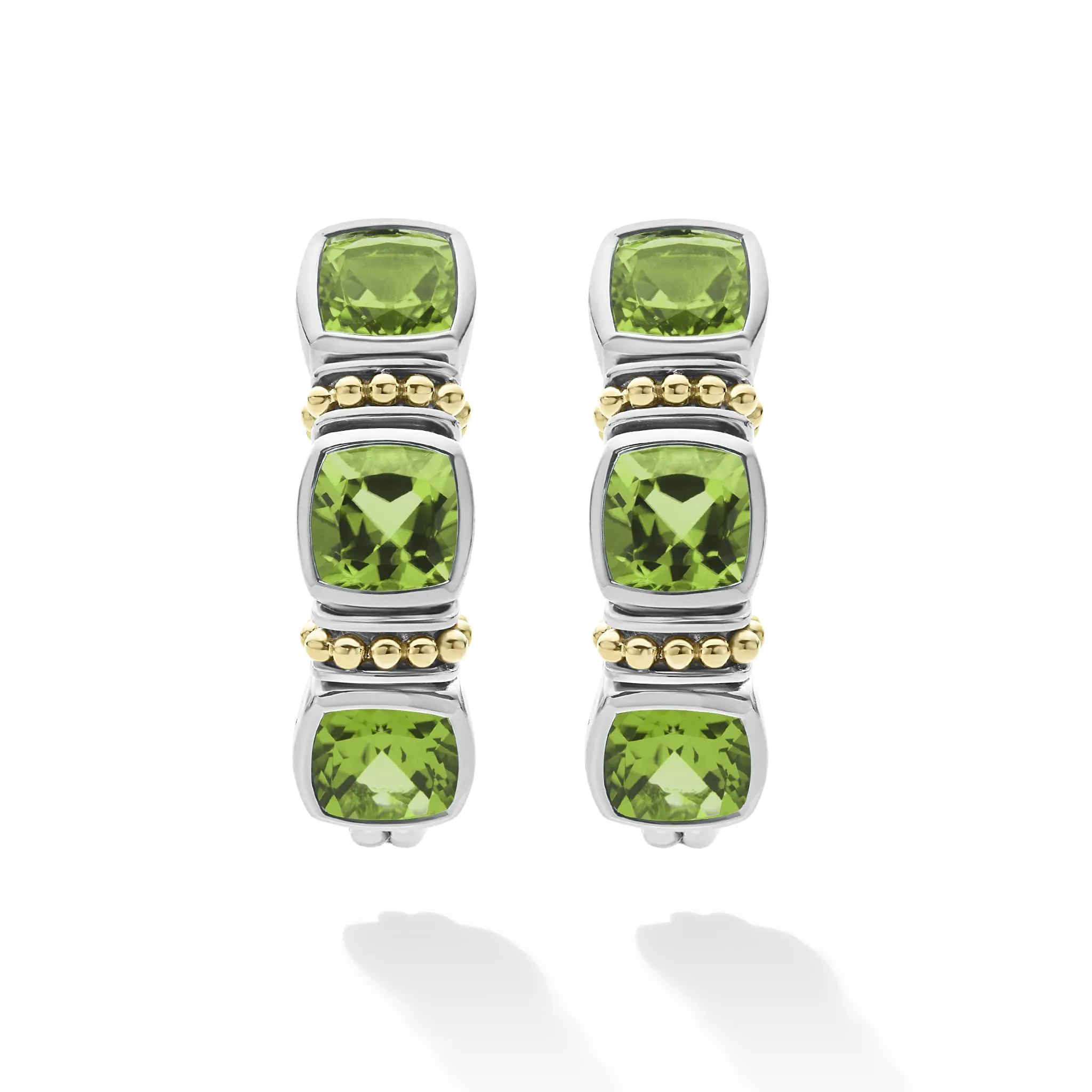 Caviar Color Peridot Hoop Earrings