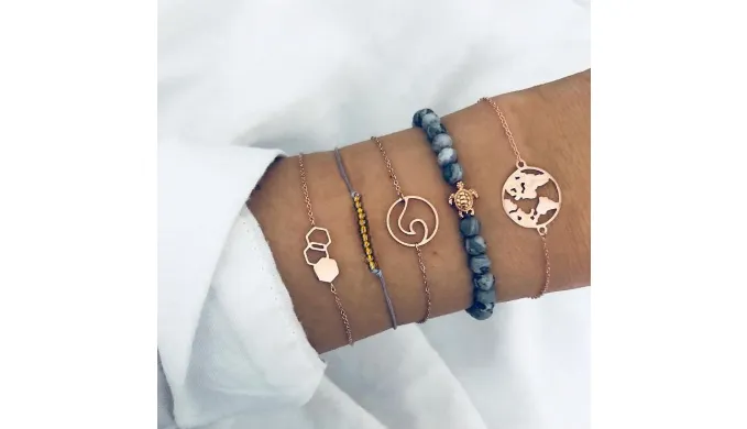 Cleaning Our Oceans Marble 5 Piece Bracelet Set