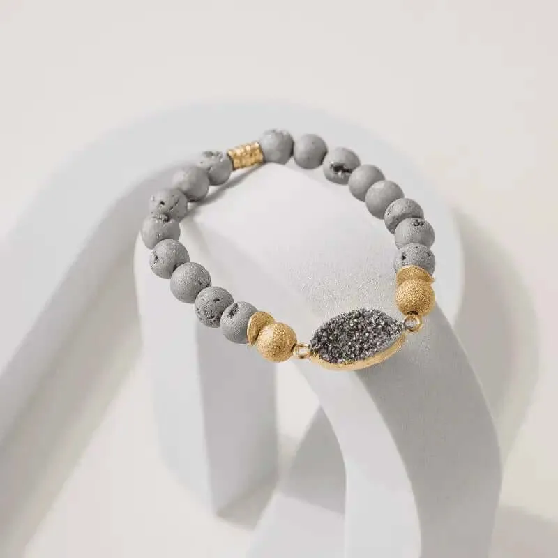 Druzy Grey Stretch Bracelet