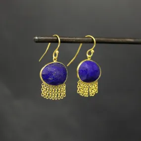 Gold and Gemstone Chain Drop Earrings