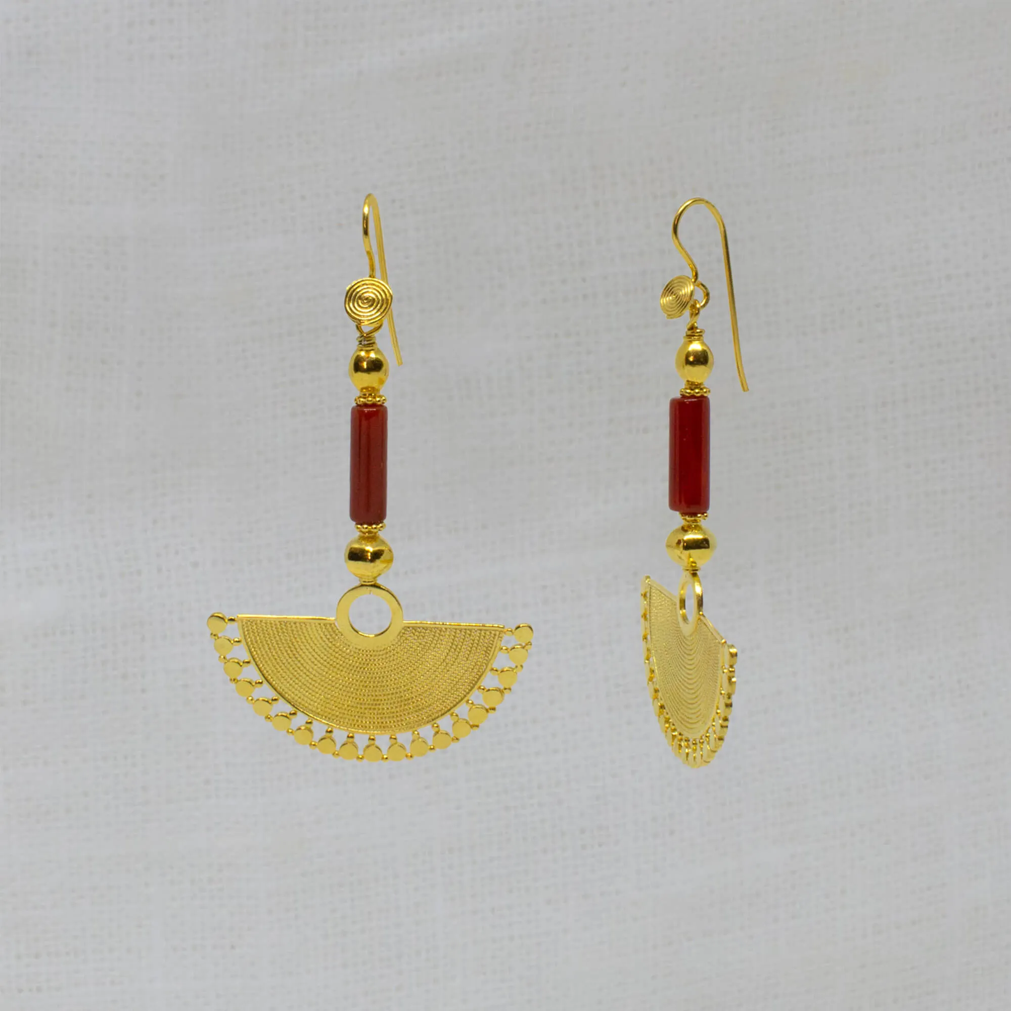 Gold Vermeil and Gemstone Fan Earrings