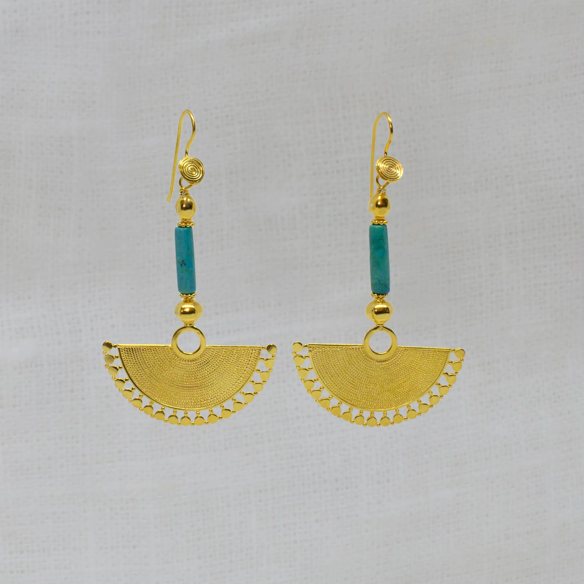 Gold Vermeil and Gemstone Fan Earrings