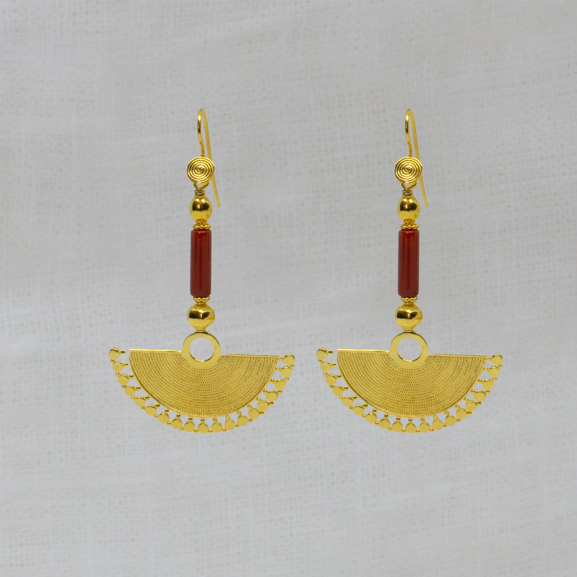 Gold Vermeil and Gemstone Fan Earrings