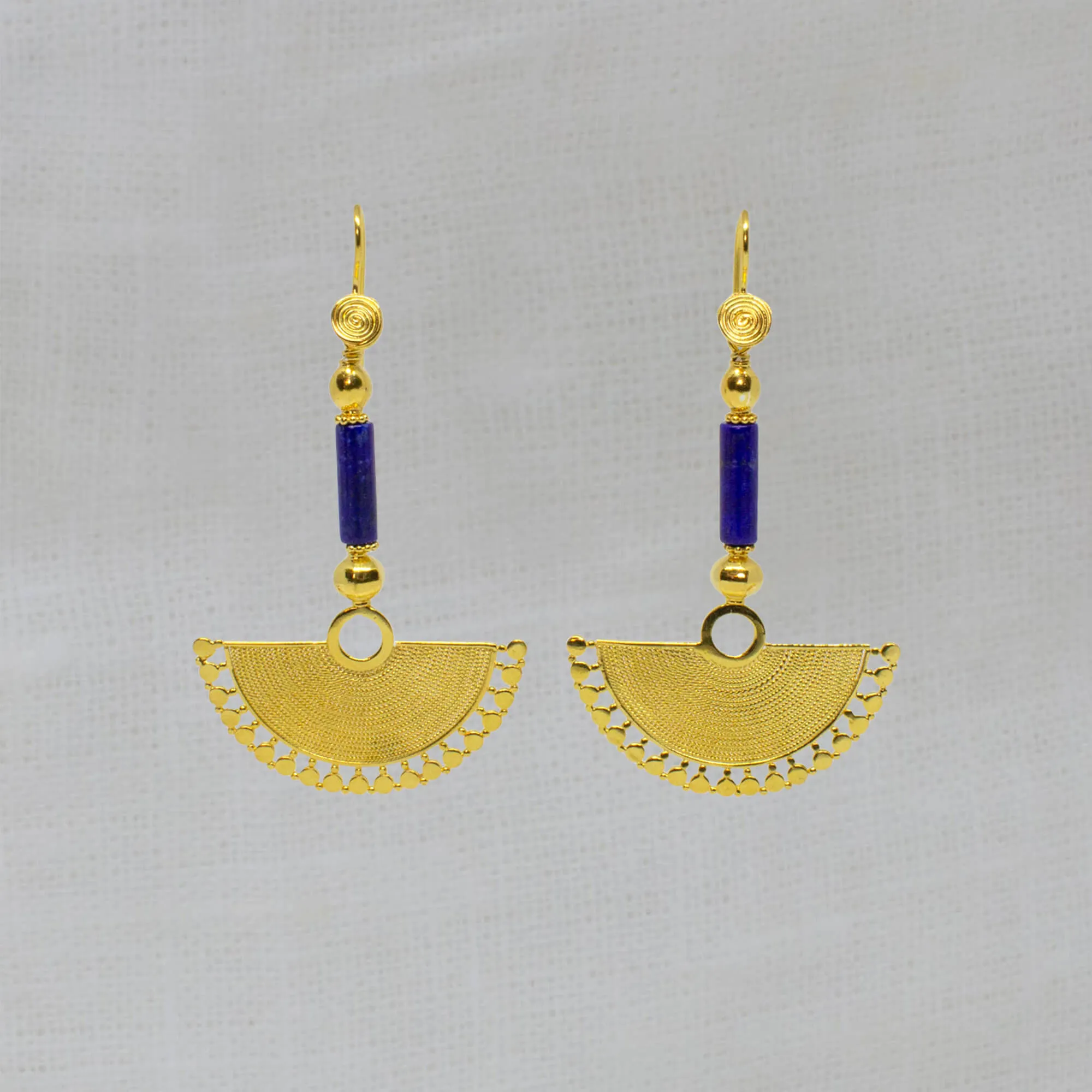 Gold Vermeil and Gemstone Fan Earrings