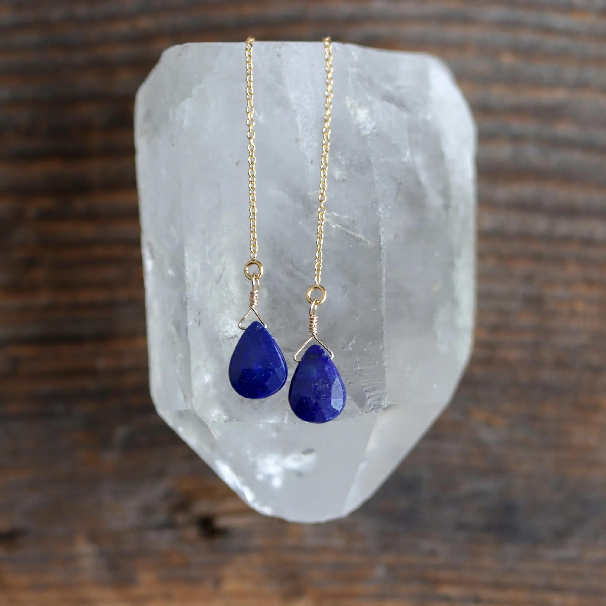 Lapis Lazuli Threader Earrings