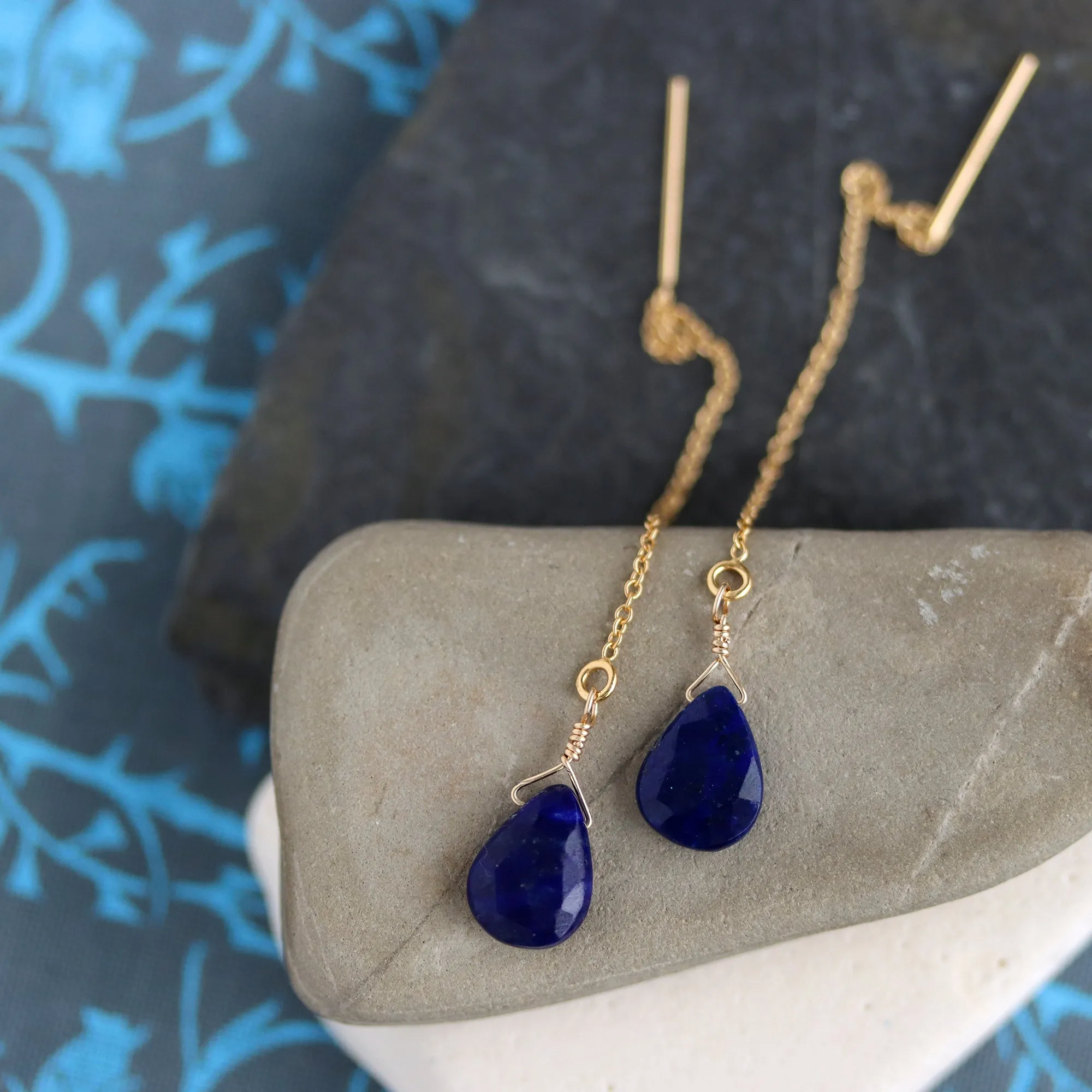Lapis Lazuli Threader Earrings