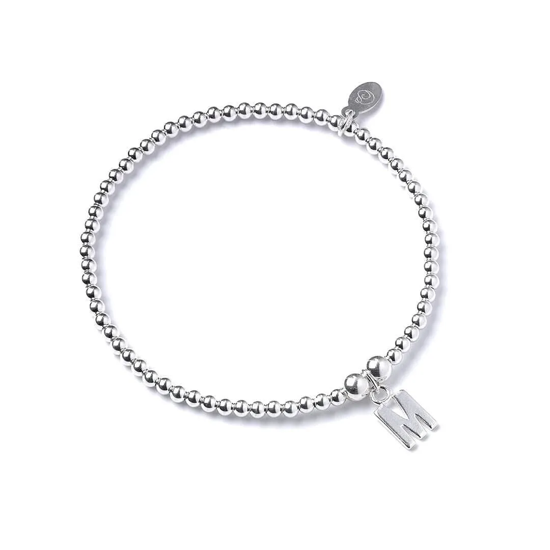 Letter Initial Sterling Silver Ball Bead Bracelet
