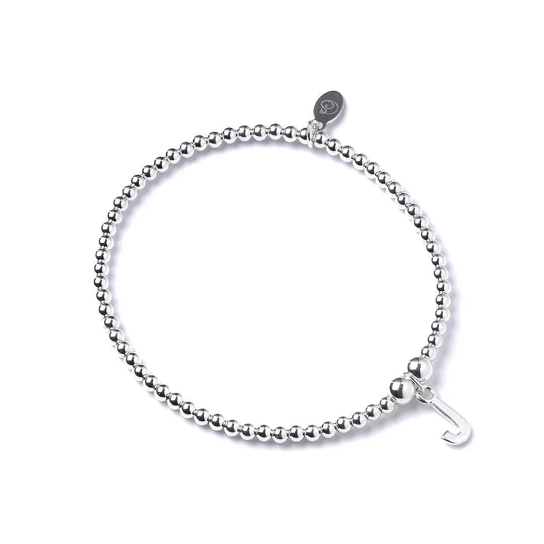 Letter Initial Sterling Silver Ball Bead Bracelet