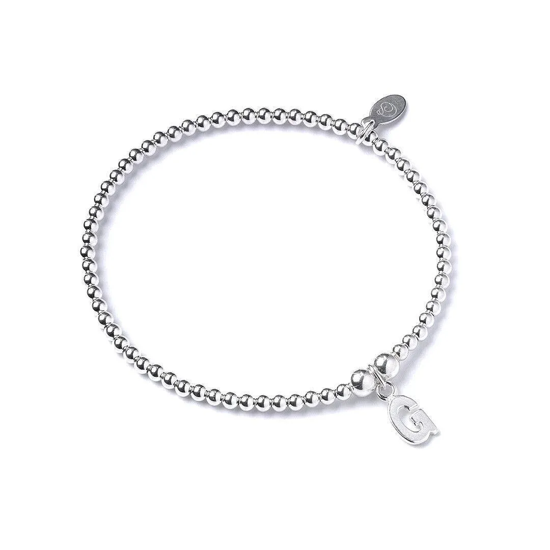 Letter Initial Sterling Silver Ball Bead Bracelet