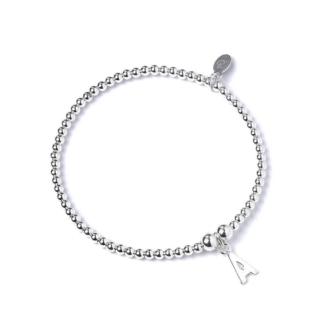 Letter Initial Sterling Silver Ball Bead Bracelet