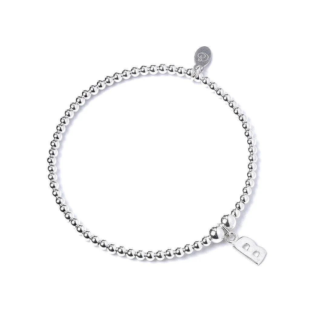 Letter Initial Sterling Silver Ball Bead Bracelet