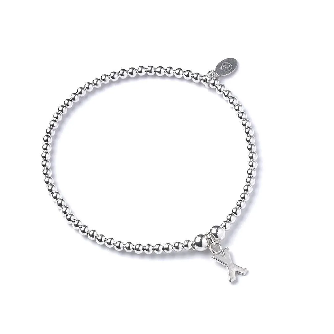 Letter Initial Sterling Silver Ball Bead Bracelet