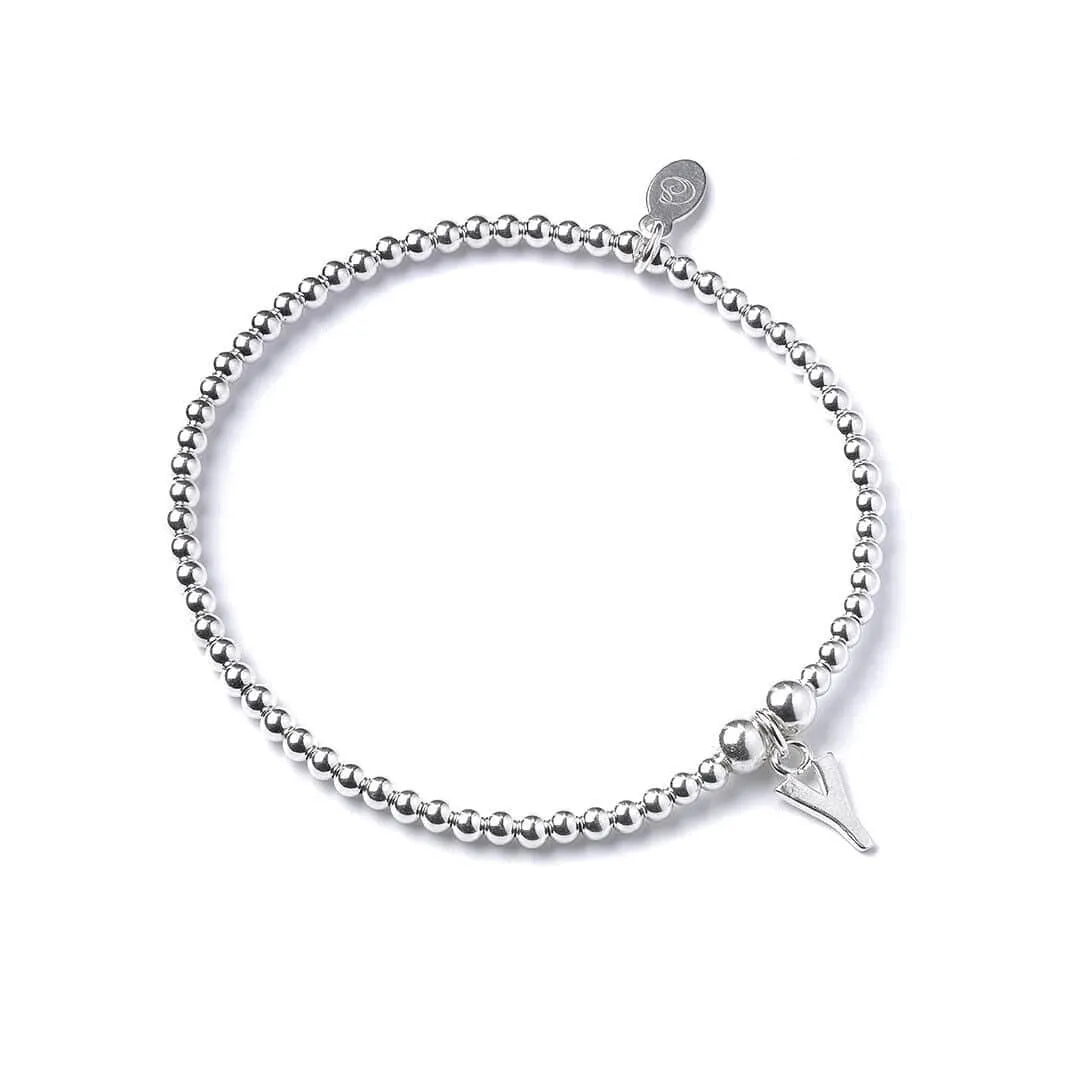 Letter Initial Sterling Silver Ball Bead Bracelet