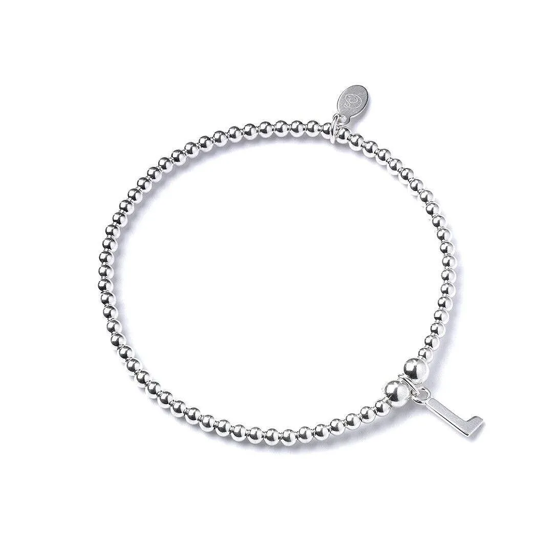 Letter Initial Sterling Silver Ball Bead Bracelet