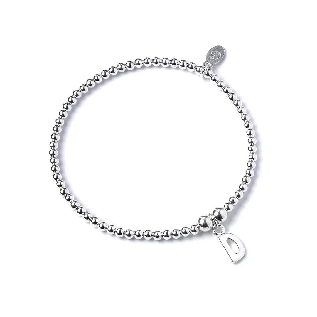 Letter Initial Sterling Silver Ball Bead Bracelet