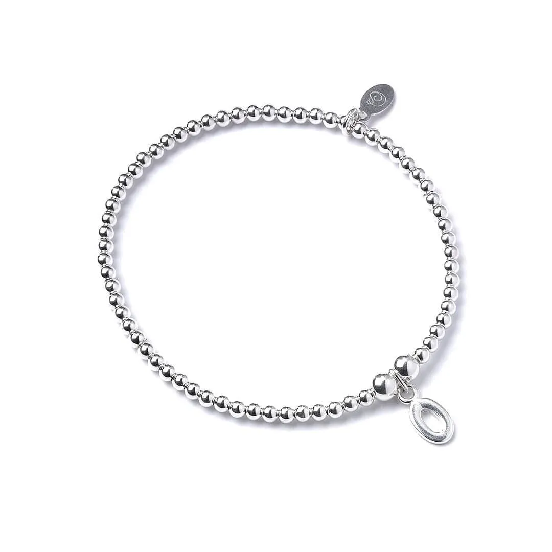 Letter Initial Sterling Silver Ball Bead Bracelet