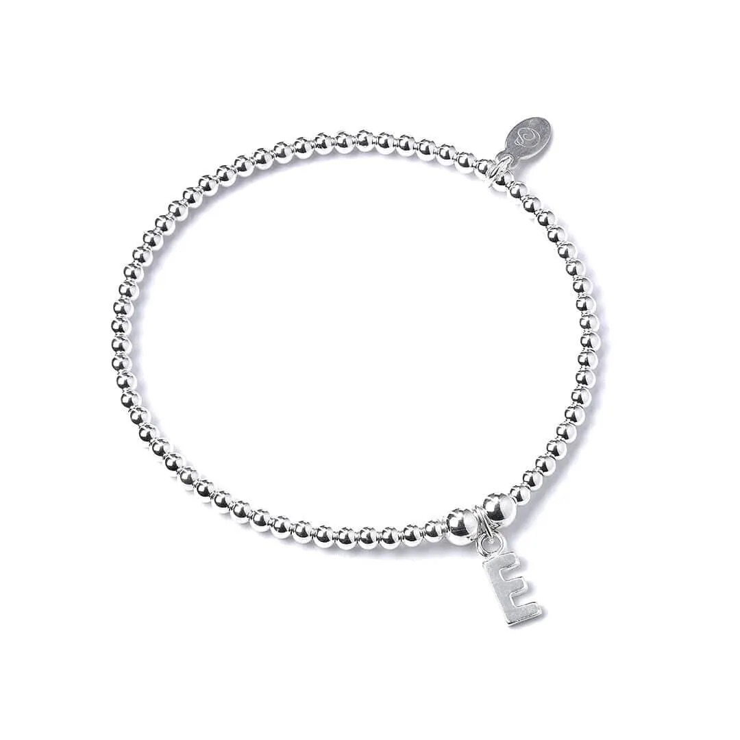 Letter Initial Sterling Silver Ball Bead Bracelet