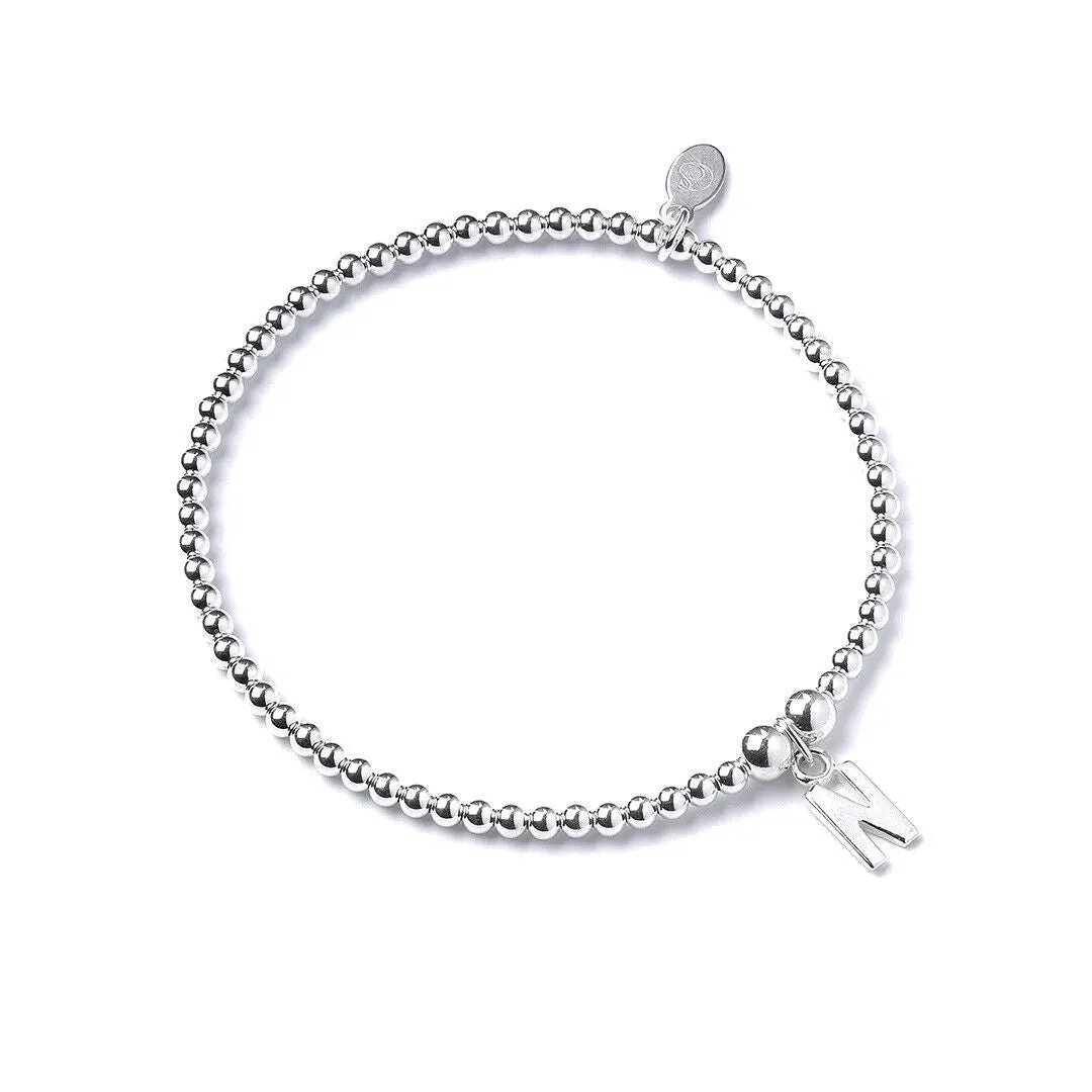 Letter Initial Sterling Silver Ball Bead Bracelet