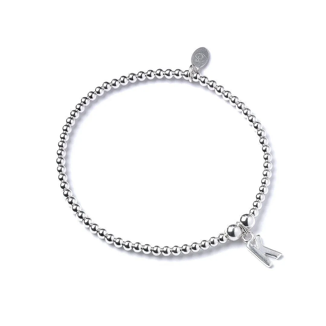 Letter Initial Sterling Silver Ball Bead Bracelet