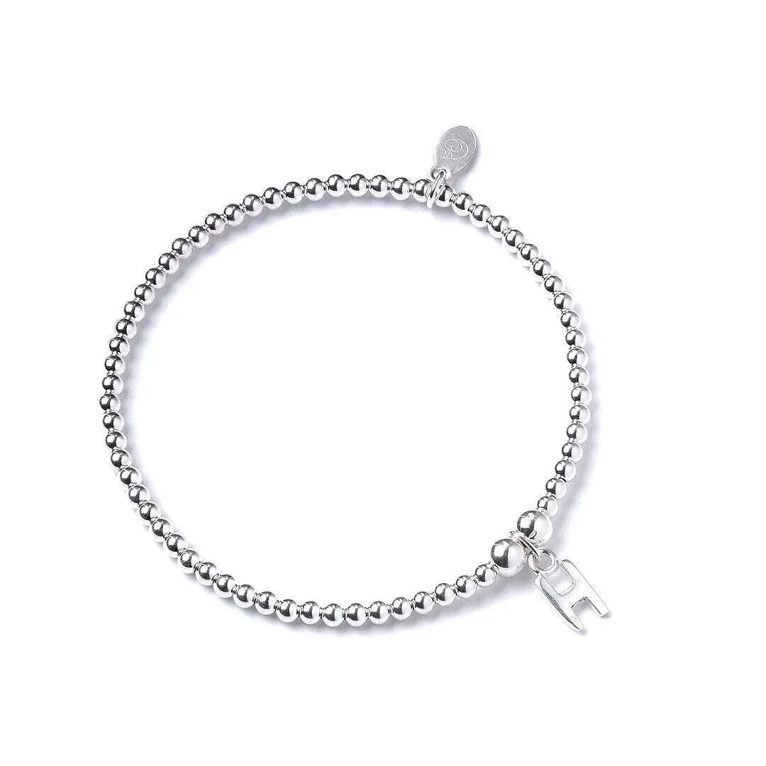 Letter Initial Sterling Silver Ball Bead Bracelet
