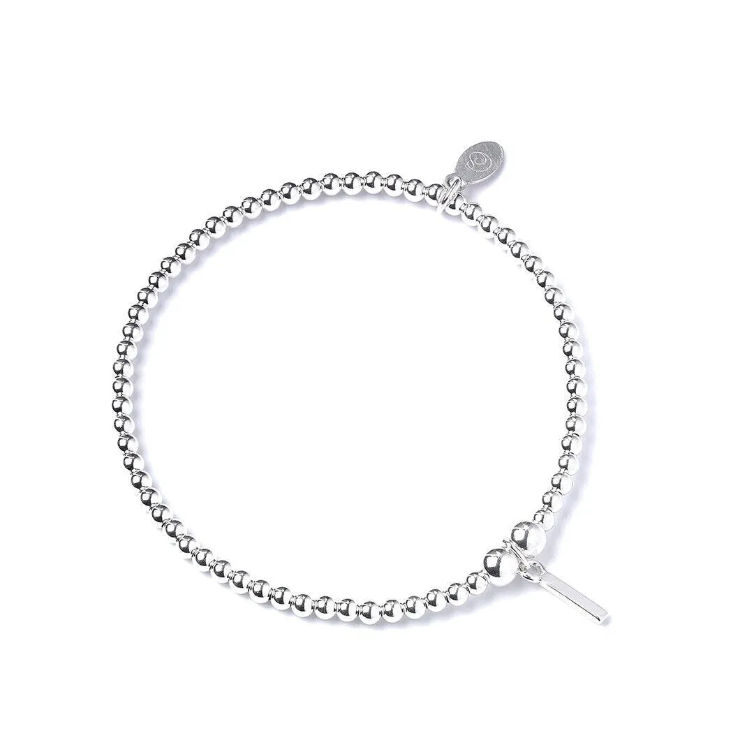 Letter Initial Sterling Silver Ball Bead Bracelet