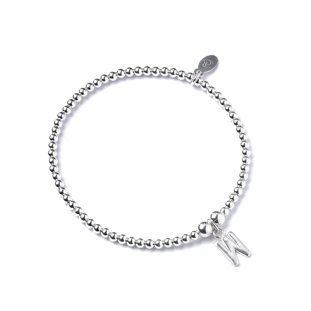 Letter Initial Sterling Silver Ball Bead Bracelet