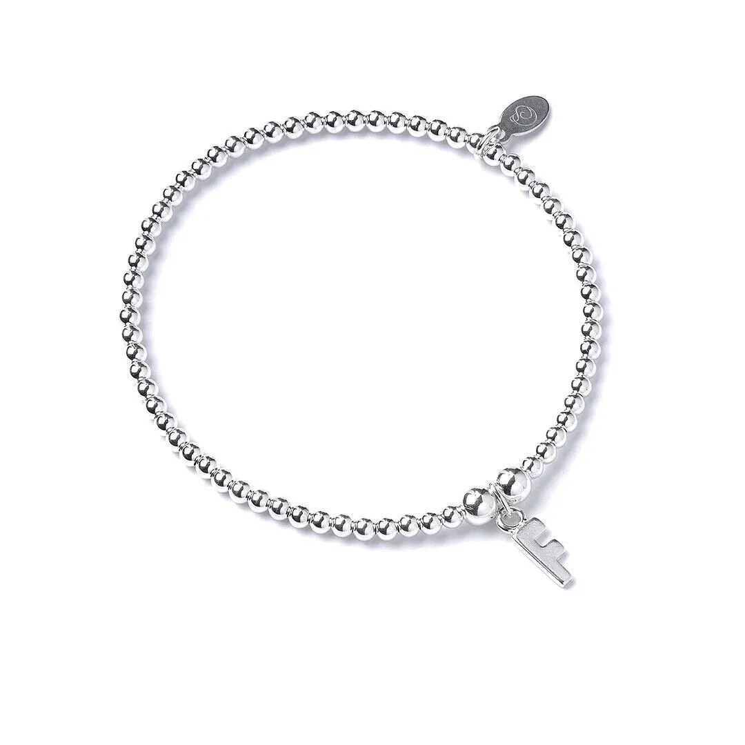 Letter Initial Sterling Silver Ball Bead Bracelet