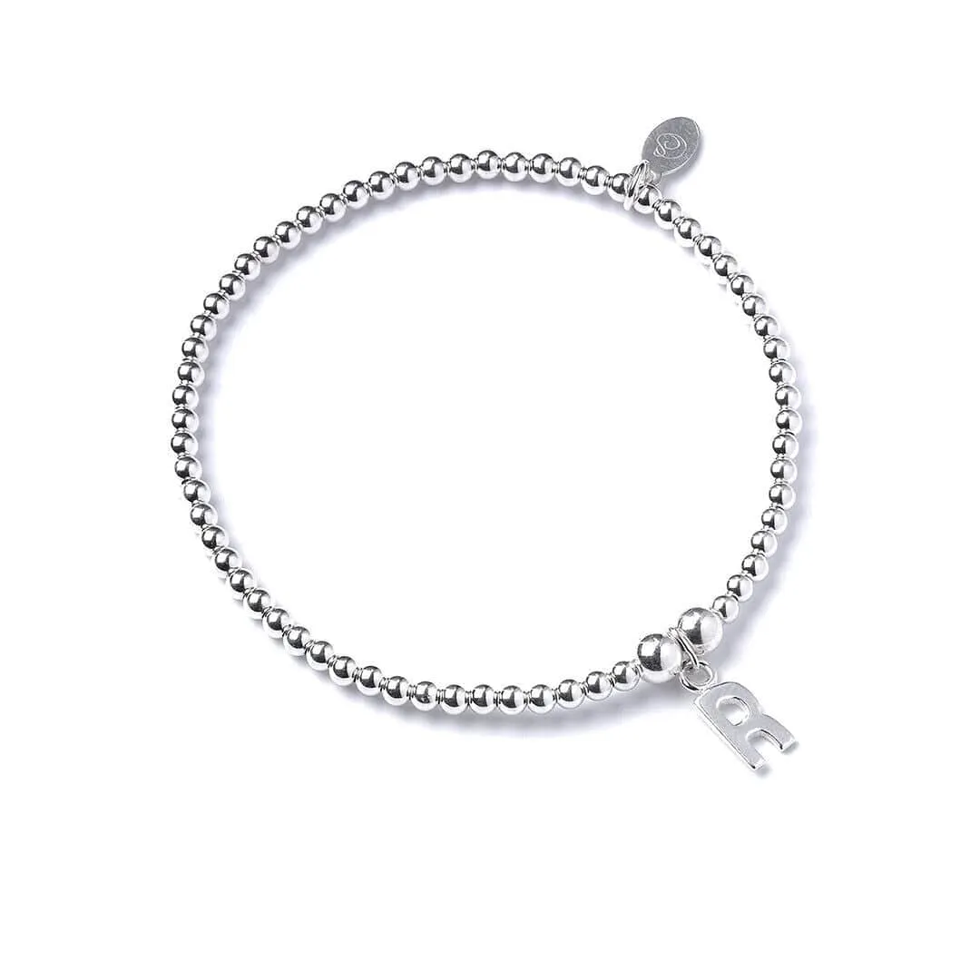 Letter Initial Sterling Silver Ball Bead Bracelet