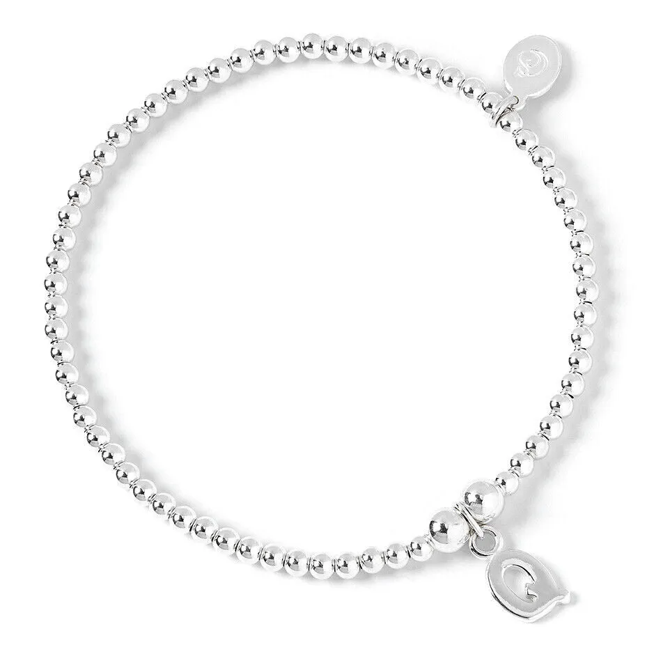 Letter Initial Sterling Silver Ball Bead Bracelet