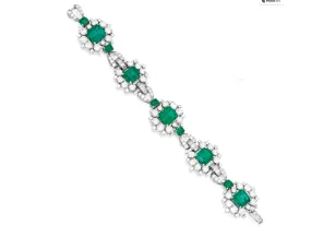 Platinum, Emerald and Diamond Bracelet