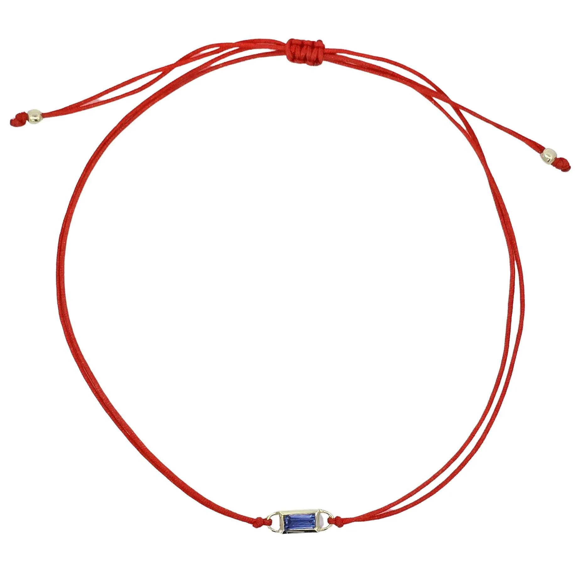 Red String Cord Bracelet with 14kt Solid Gold Sapphire  Pendant